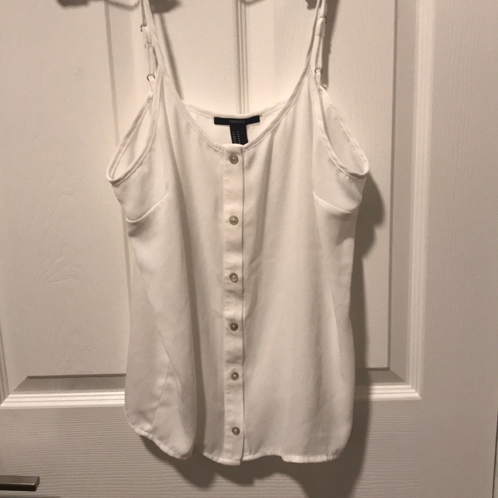 Forever 21 Chiffon Button-Up Tank